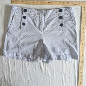 Nautica Striped Shorts Women's Sz 6 Side Buttons Mid Rise Sailor Chic Nautical